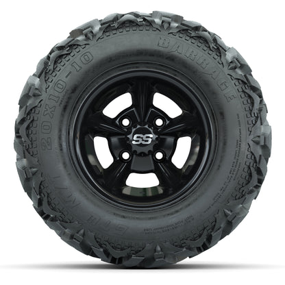 GTW Godfather Black 10 in Wheels with 20x10-10 Barrage Mud Tires – Full Set