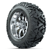 GTW Tempest Chrome 14 in Wheels with 25x10-14 Barrage Mud Ti - 3/4 view