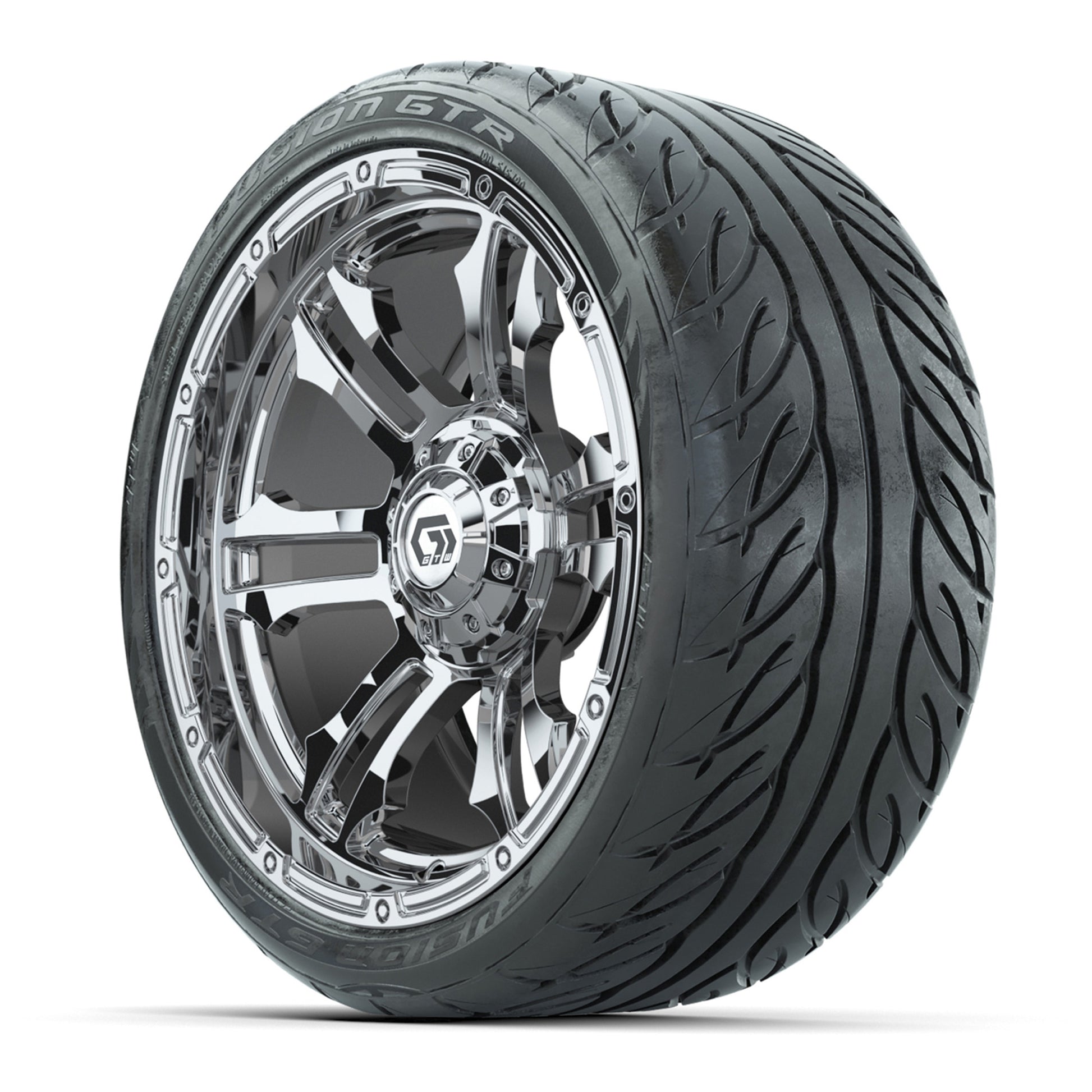 GTW® Shogun Chrome 15 in Wheels with 215/40-R15 Fusion GTR S - 3/4 view