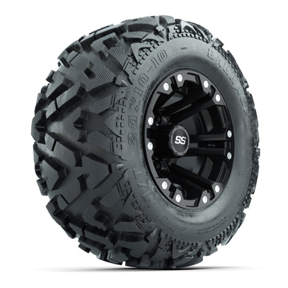 Set of (4) GTW® 10 inch Specter Matte Black Wheels on Barrage Mud Tires