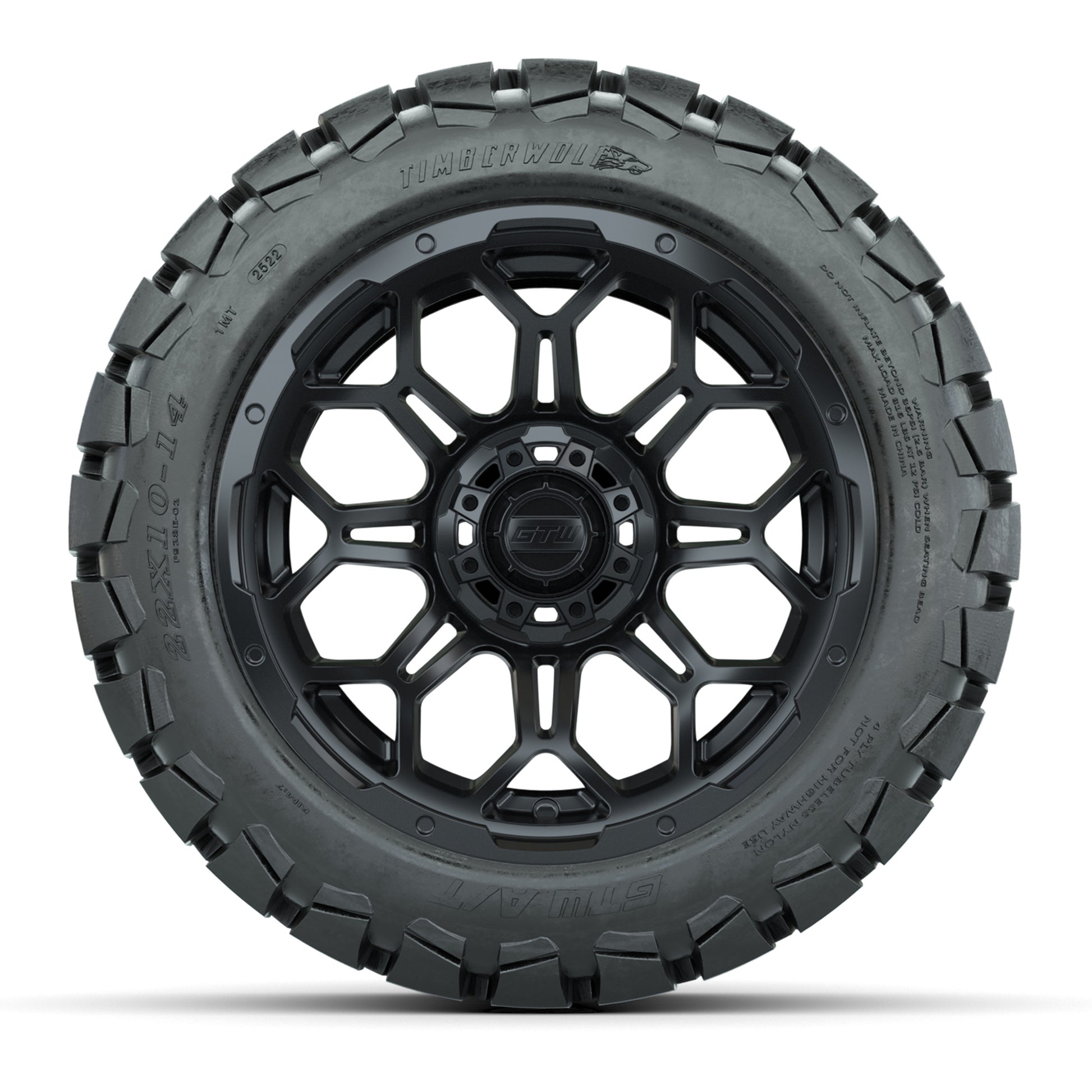 Set of (4) 14 in GTW Bravo Wheels with 22x10-14 GTW Timberwo - front view