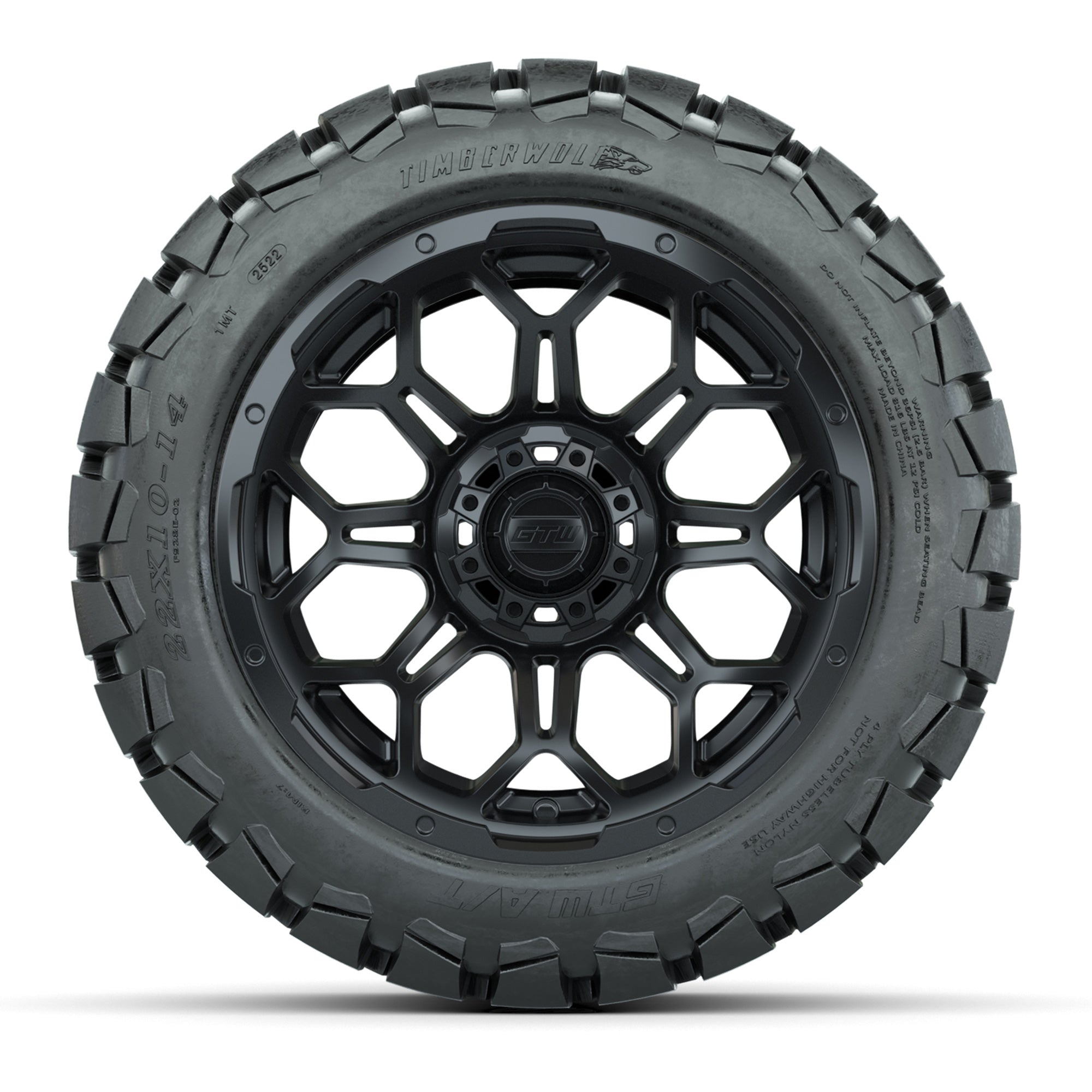 Set of (4) 14 in GTW Bravo Wheels with 22x10-14 GTW Timberwo - 3/4 view