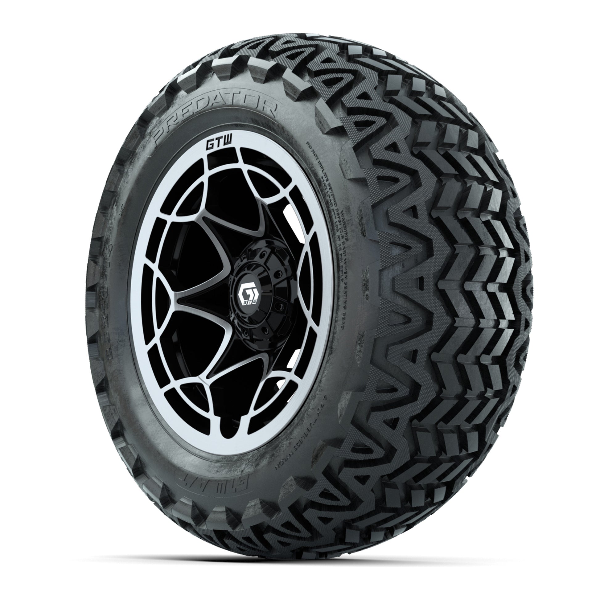 GTW® Nexus Gloss Black/Silver 14 in Wheels with 23x10-14 Pre - 3/4 view