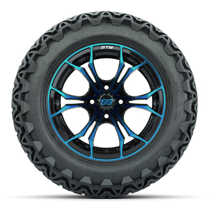 GTW Spyder Blue/Black 14 in Wheels with 23x10-14 GTW Predato - front view