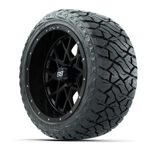 GTW Vortex Matte Black 14 in Wheels with 23x10.00-R14 Maveri - 3/4 view