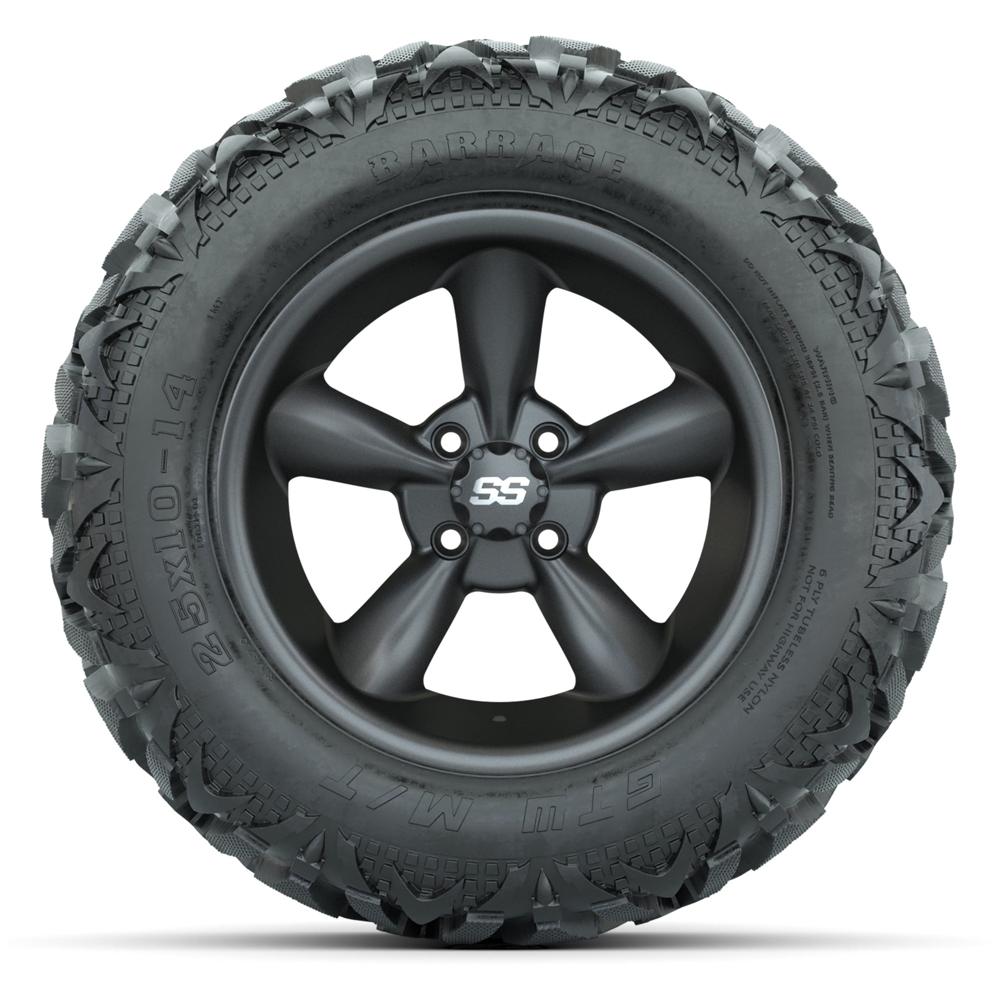 GTW Godfather Matte Gray 14 in Wheels with 25x10-14 Barrage  - 3/4 view