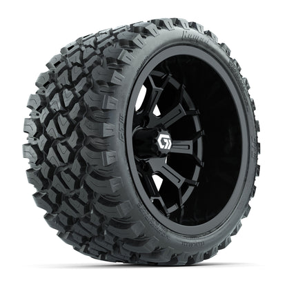 GTW Assault Gloss Black 15 in Wheels with 23X10-R15 Nomad Steel Belted Radial All-Terrain Tires – Full Set