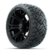 GTW Spyder Matte Black 14 in Wheels with 205/35-R14 Maverick - 3/4 view
