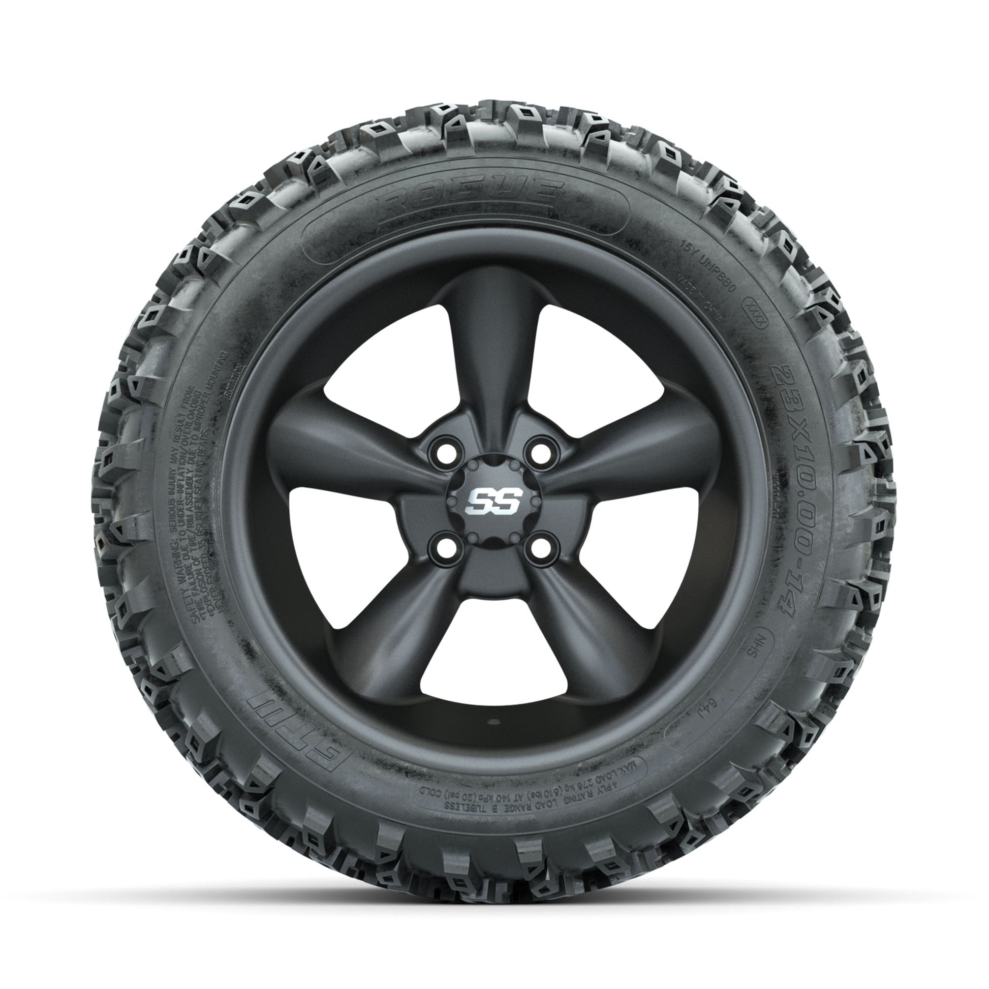 GTW Godfather Matte Grey 14 in Wheels with 23x10.00-14 Rogue - front view