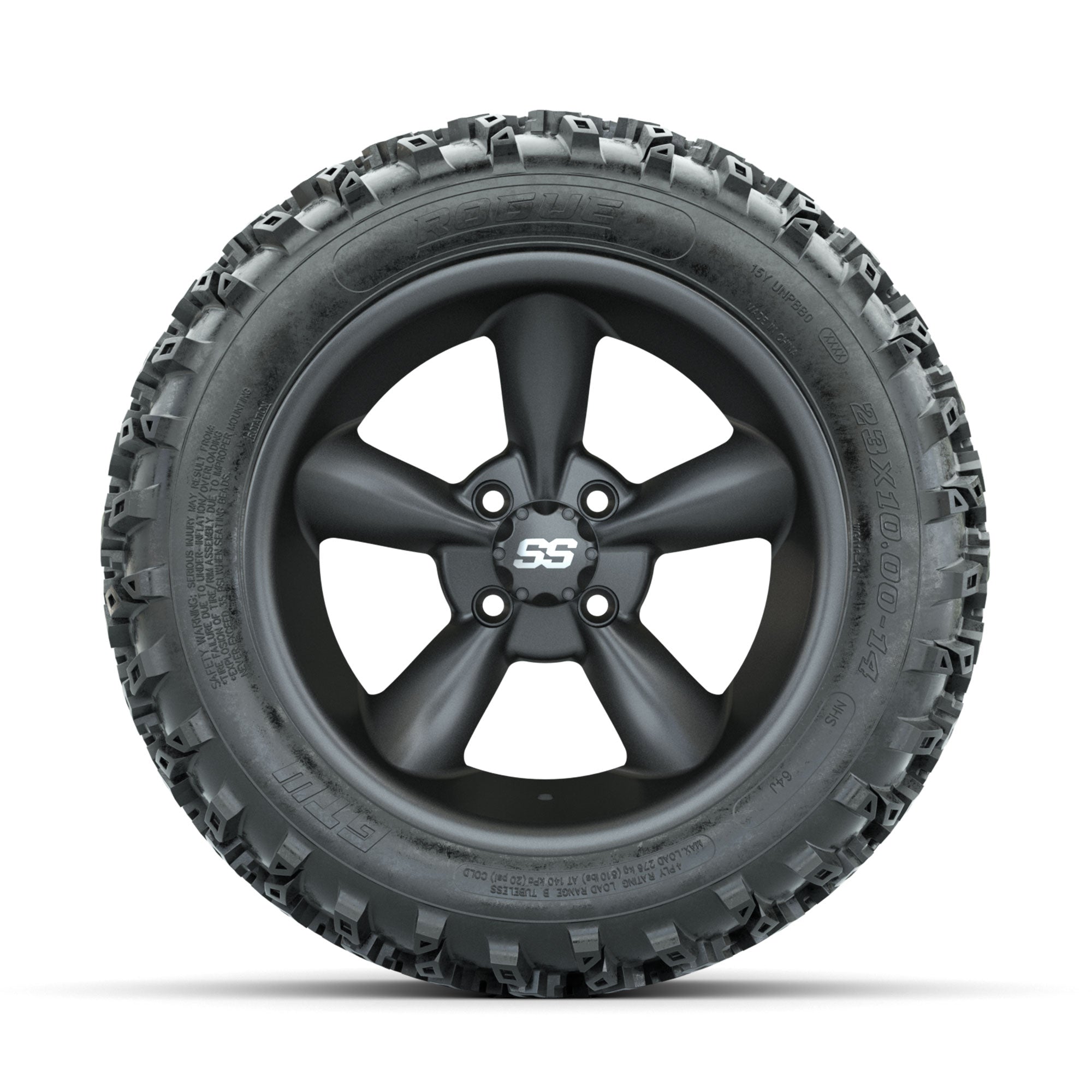 GTW Godfather Matte Grey 14 in Wheels with 23x10.00-14 Rogue - 3/4 view