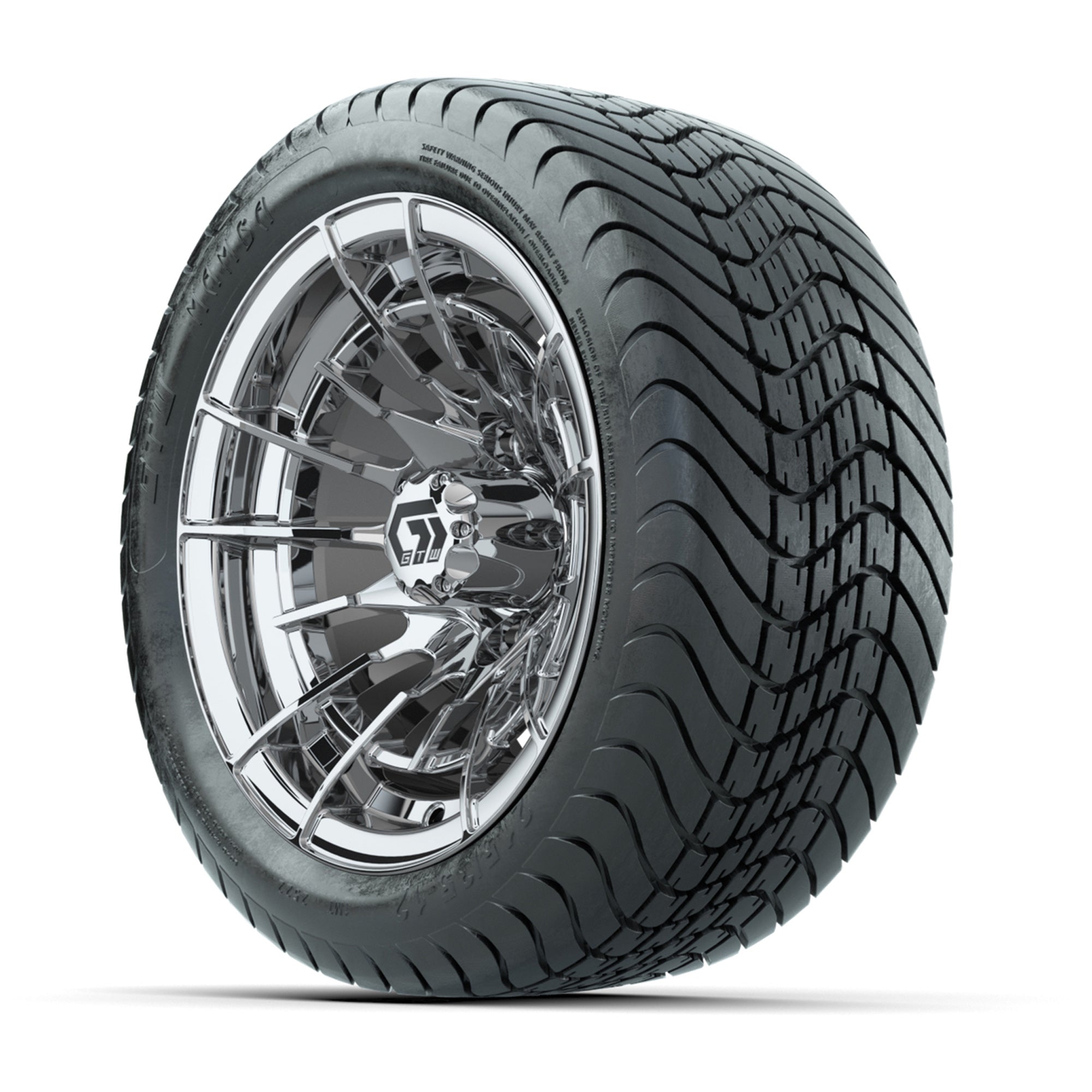 GTW® Boost Chrome 12 in Wheels with 215/35-12 Mamba Street Tires – Full Set