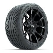 GTW® Diablo Gloss Black/Machined 15 in Wheels with 215/40-R15 Fusion GTR Steel Belted Street Tires – Full Set