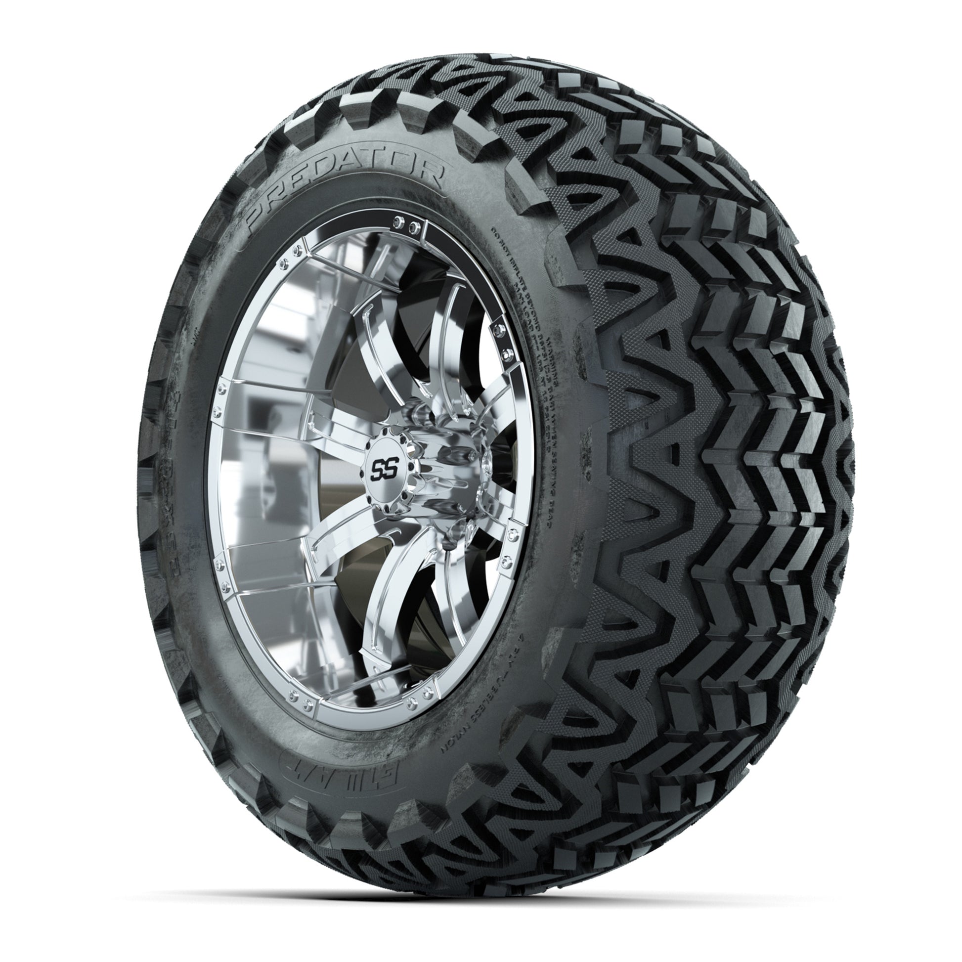 GTW Tempest Chrome Wheels with 23in Predator A-T Tires - 14  - 3/4 view