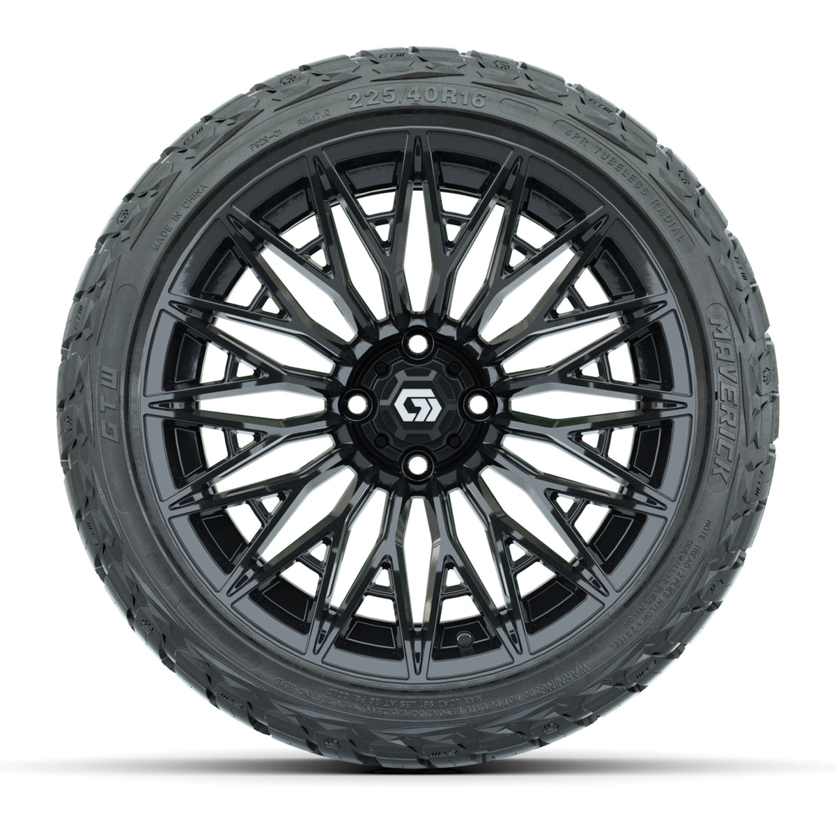 GTW Blur Gloss Black 16 in Wheels with 225/40-R16 Maverick Hybrid Tires – Full Set