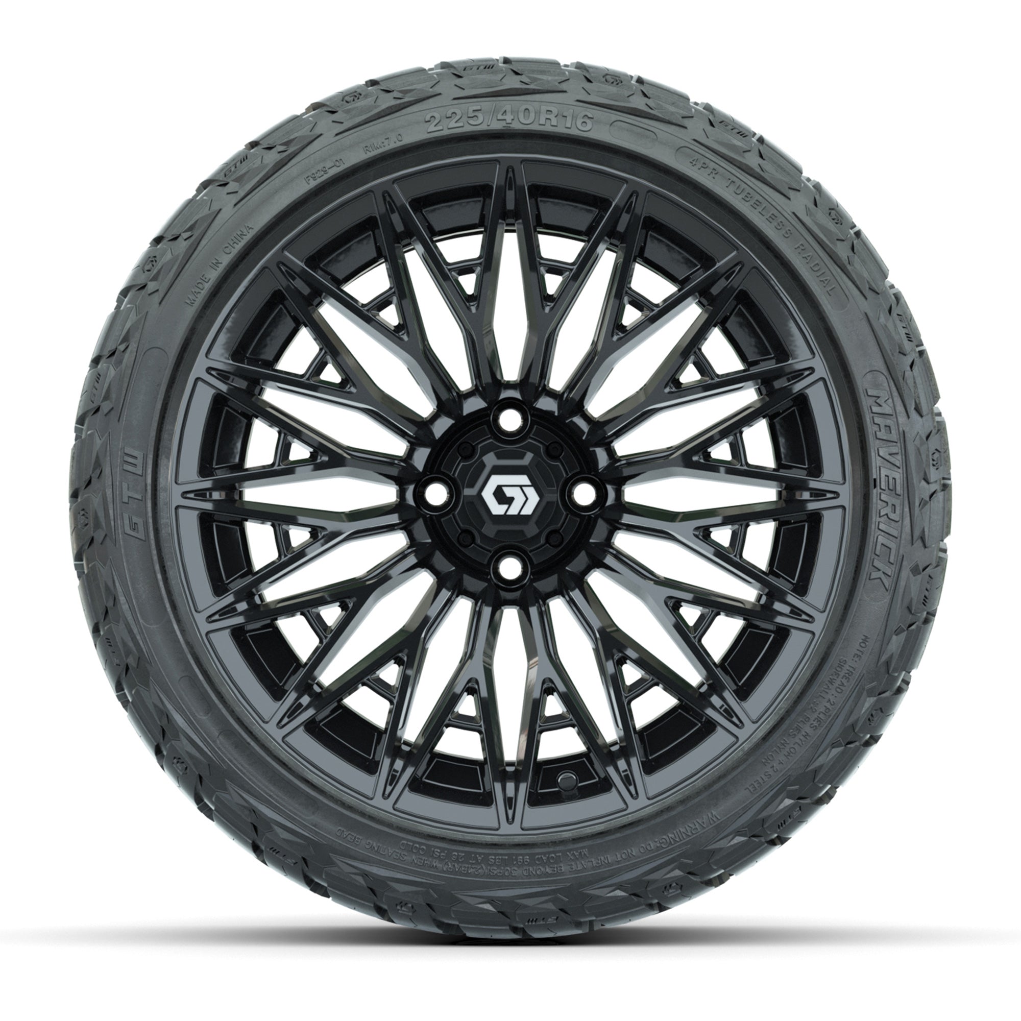 GTW Blur Gloss Black 16 in Wheels with 225/40-R16 Maverick Hybrid Tires – Full Set