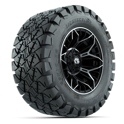 GTW® Stellar Black/Machined 12 in Wheels with 22X10-12 Timberwolf All-Terrain Tires – Full Set