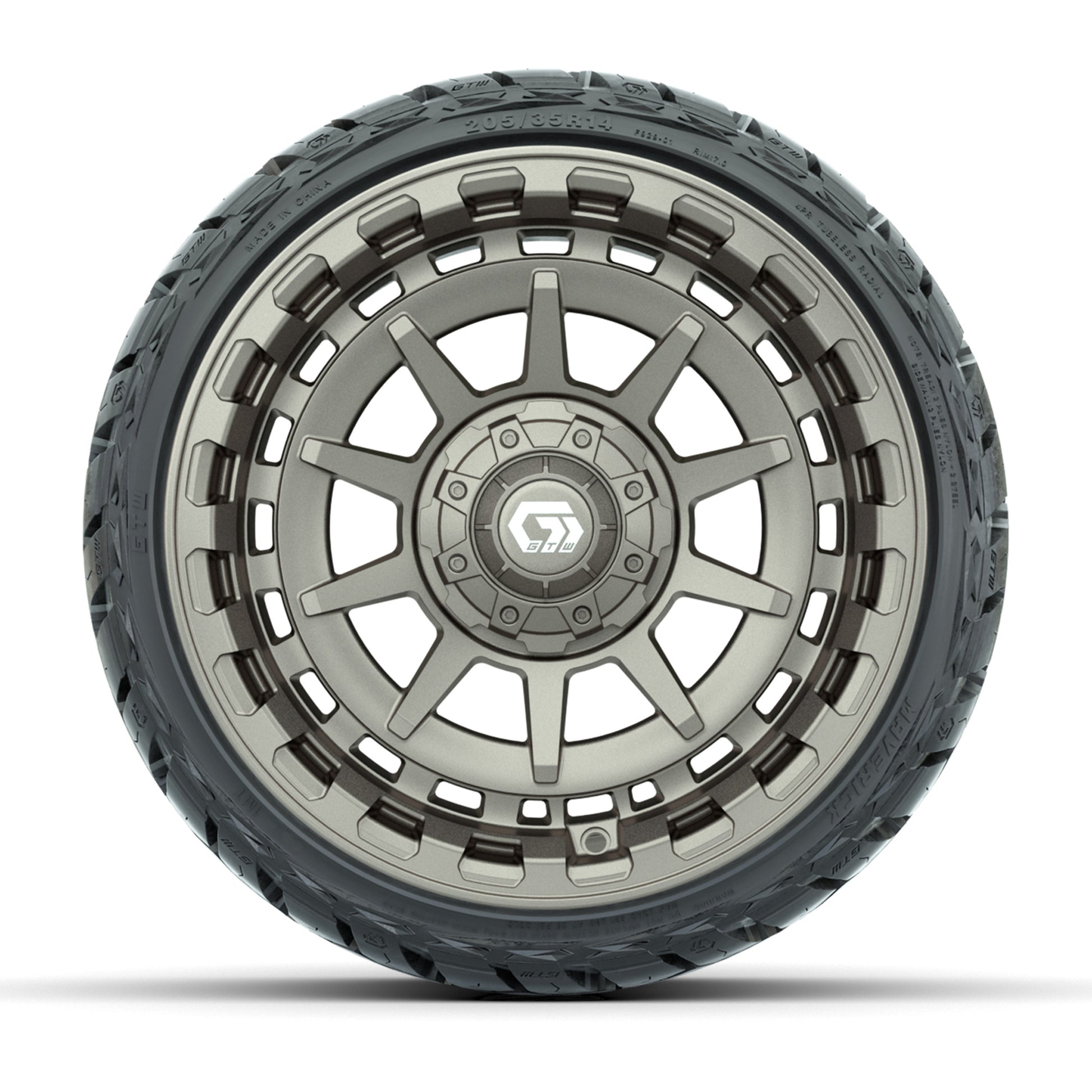 GTW Barricade Satin Bronze 14 in Wheels with 205/35-R14 Mave - front view