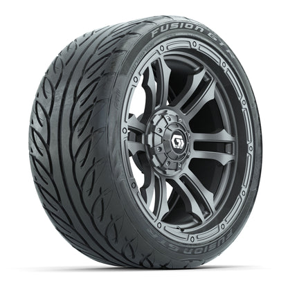 GTW® Shogun Gunmetal 15 in Wheels with 215/40-R15 Fusion GTR Steel Belted Street Tires – Full Set