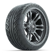 GTW® Shogun Gunmetal 15 in Wheels with 215/40-R15 Fusion GTR Steel Belted Street Tires – Full Set