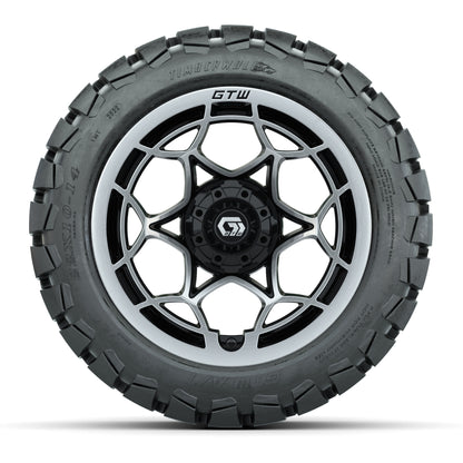 GTW® Nexus Gloss Black/Silver 14 in Wheels with 22x10-14 Tim - front view