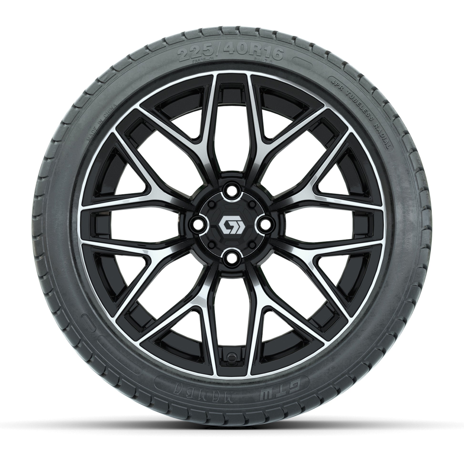 GTW Monaco Black/Machined 16 in Wheels with 225/40-R16 Mamba Street Tires – Full Set