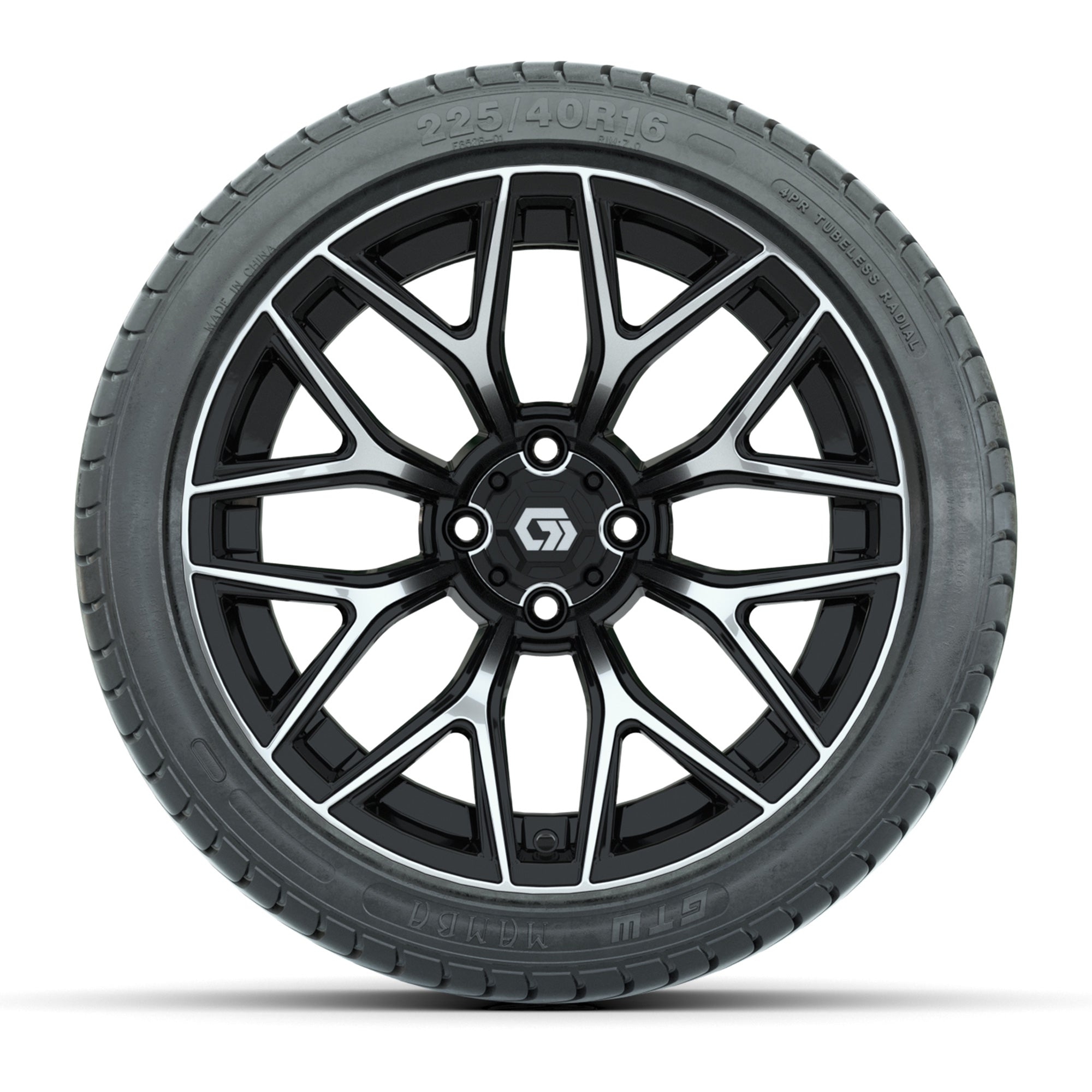 GTW Monaco Black/Machined 16 in Wheels with 225/40-R16 Mamba Street Tires – Full Set