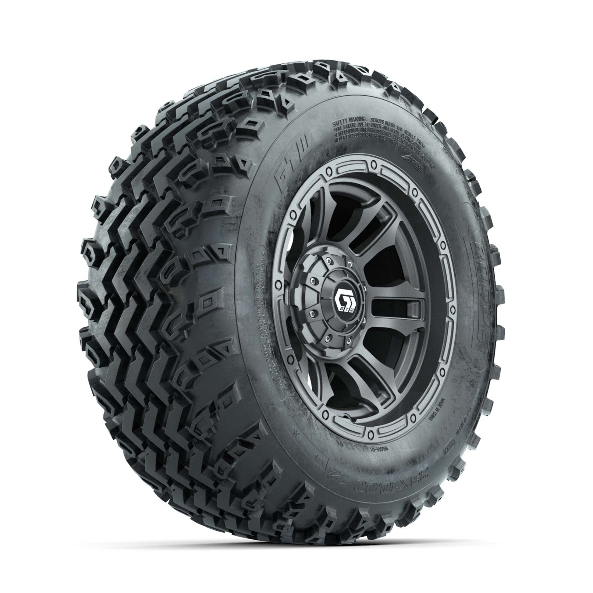 GTW® Shogun Gunmetal 12 in Wheels with 23X10.00-12 Rogue All-Terrain Tires – Full Set