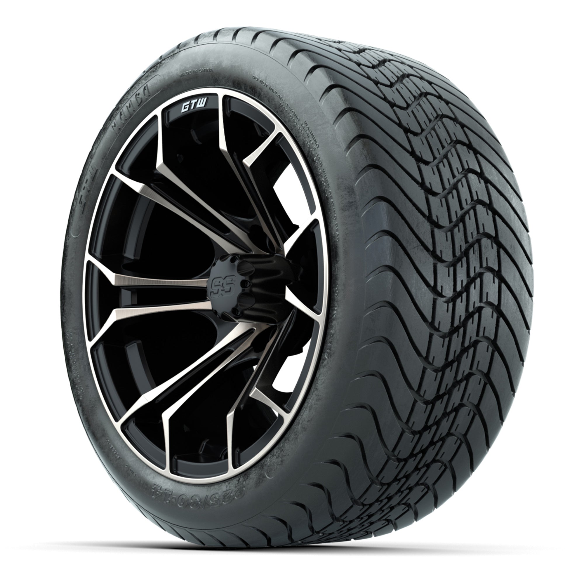 GTW Spyder Matte Black/Bronze 14 in Wheels with 225/30-14 Ma - 3/4 view