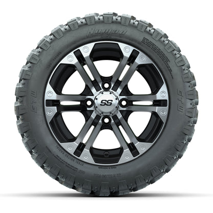 GTW® Specter Black/Machined 12 in Wheels with 22X11-R12 Nomad Steel Belt Radial All-Terrain Tires – Full Set