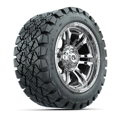 GTW® Shogun Chrome 14 in Wheels with 22x10-14 Timberwolf All-Terrain Tires – Full Set