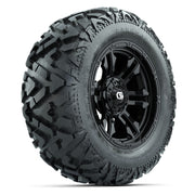 GTW Shogun Gloss Black 14 in Wheels with 25x10-14 Barrage Mud Tires – Full Set