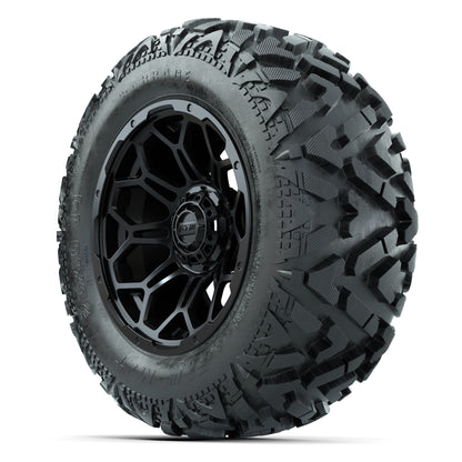 GTW Bravo Matte Black 14 in Wheels with 25x10-14 Barrage Mud - 3/4 view