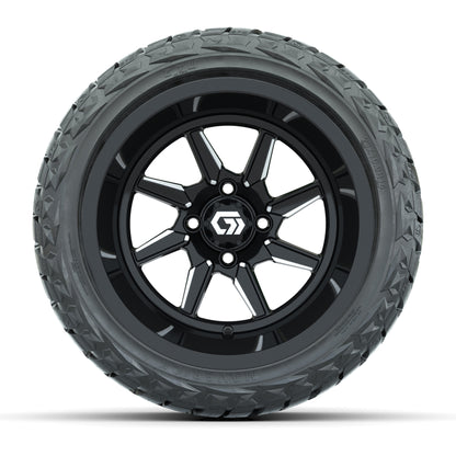 GTW Reaper Black/Machined 14 in Wheels with 23X10-R14 Maverick Steel Belted Radial All-Terrain Tires – Full Set
