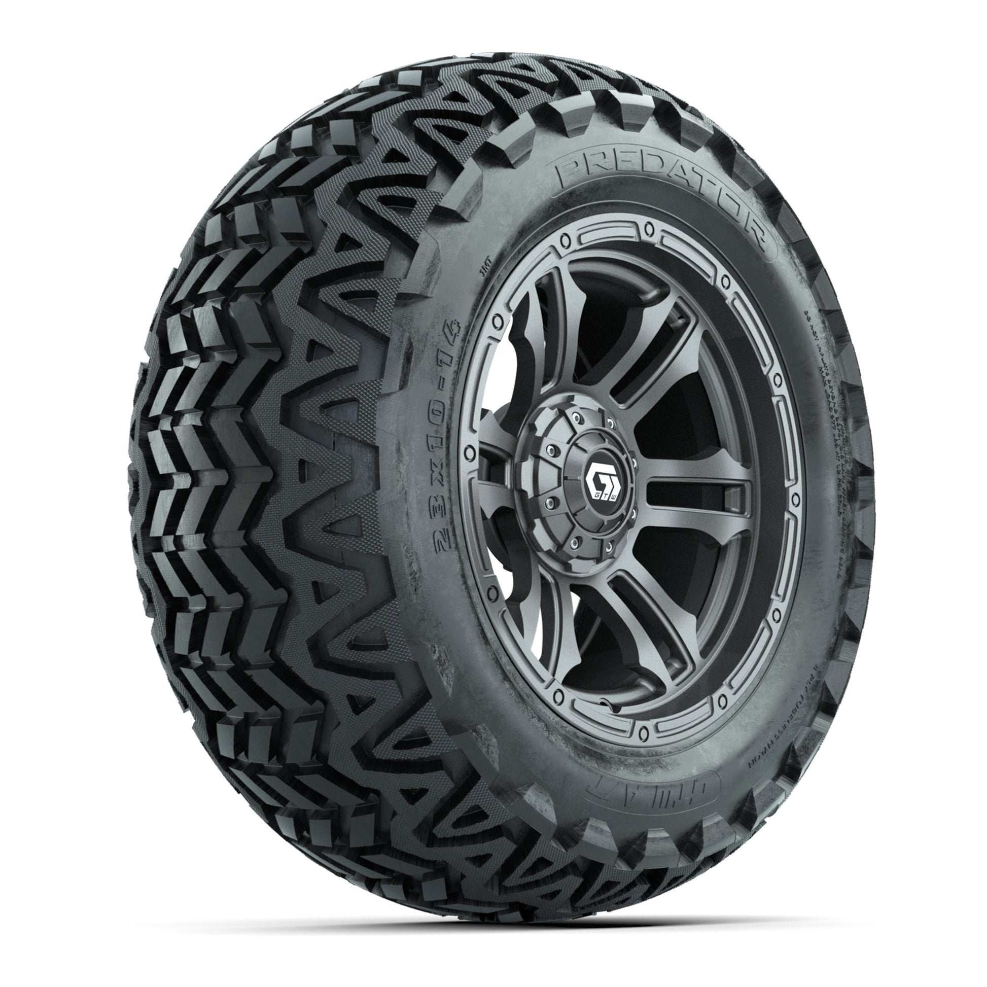 GTW® Shogun Gunmetal 14 in Wheels with 23x10-14 Predator All-Terrain Tires – Full Set