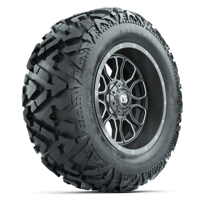 GTW Volt Gunmetal 14 in Wheels with 25x10-14 Barrage Mud Tires – Full Set