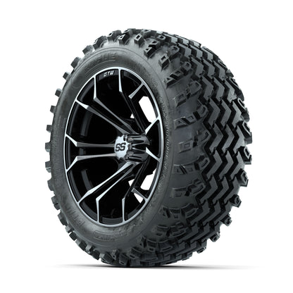 GTW Spyder Machined/Black 14 in Wheels with 23x10.00-14 Rogu - 3/4 view