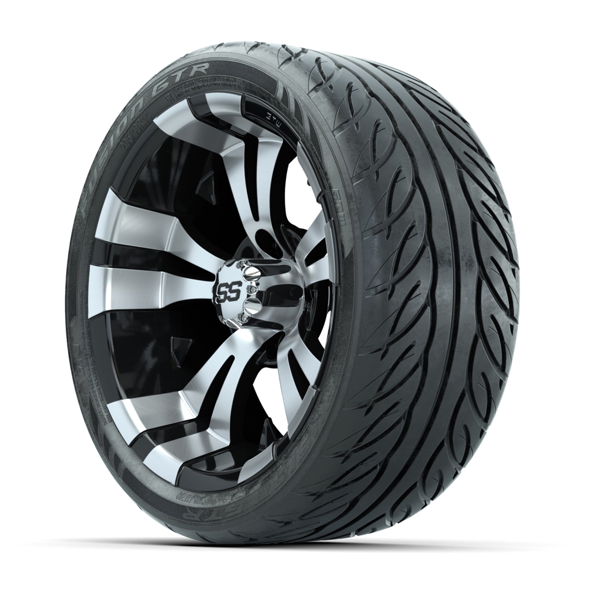 GTW® Vampire Black/Machined 14 in Wheels with 205/40-R14 Fus - 3/4 view