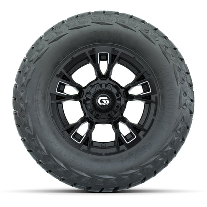 GTW Vandal Matte Black/Machined 12 in Wheels with 23x10.00-R12 Maverick All-Terrain Tires – Full Set