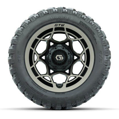 GTW® Nexus Black with Bronze Face 12 in Wheels with 22X11-R12 Nomad Steel Belt Radial All-Terrain Tires – Full Set