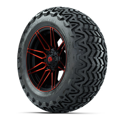 GTW® Stealth Gloss Black/Red 14 in Wheels with 23x10-14 Pred - 3/4 view