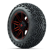 GTW® Stealth Gloss Black/Red 14 in Wheels with 23x10-14 Pred - 3/4 view