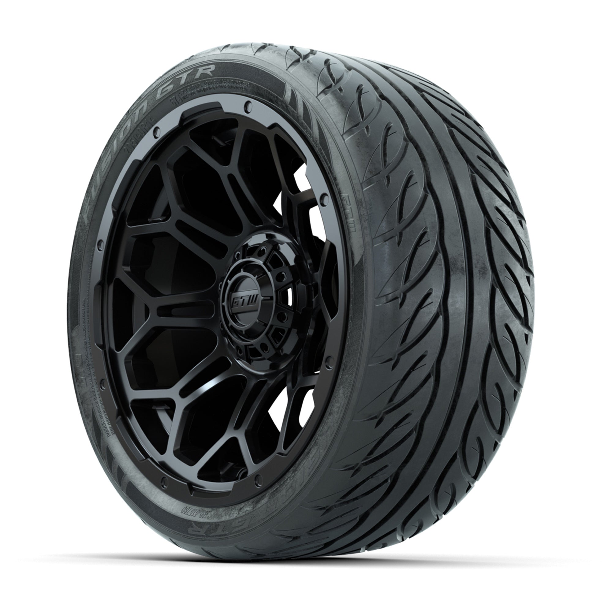 GTW® Bravo Matte Black 14 in Wheels with 205/40-R14 Fusion G - 3/4 view