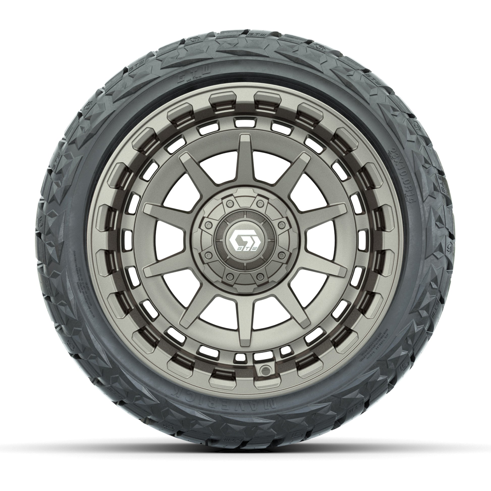GTW Barricade Satin Bronze 14 in Wheels with 23x10.00-R14 Ma - front view