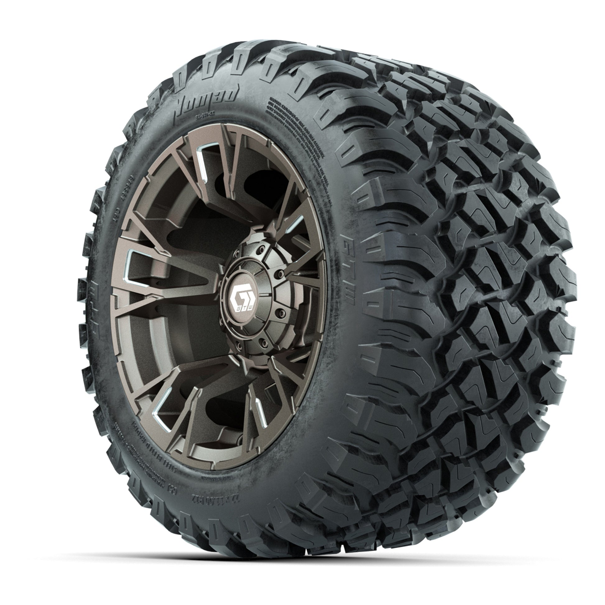 GTW® Vandal Bronze/Machined 12 in Wheels with 22X11-R12 Nomad Steel Belt Radial All-Terrain Tires – Full Set