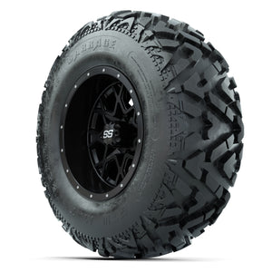 GTW® Vortex 2 Matte Black 12 in Wheels with 25X10-12 Barrage Mud Tires – Full Set