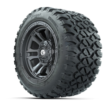 GTW® Shogun Gunmetal 12 in Wheels with 20X10-12 Nomad Steel Belt Radial All-Terrain Tires – Full Set