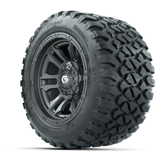 GTW® Shogun Gunmetal 12 in Wheels with 20X10-12 Nomad Steel Belt Radial All-Terrain Tires – Full Set