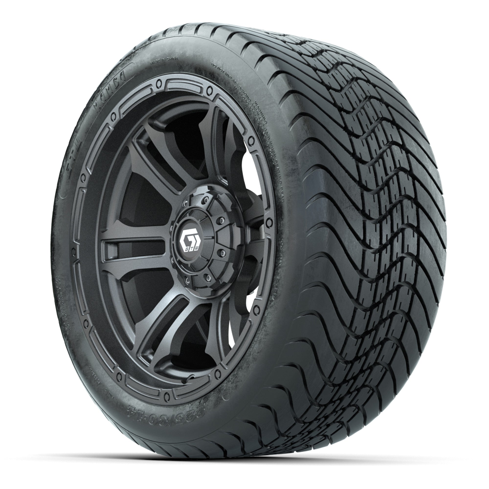 GTW Shogun Gunmetal 14 in Wheels with 225/30-14 Mamba Street - 3/4 view