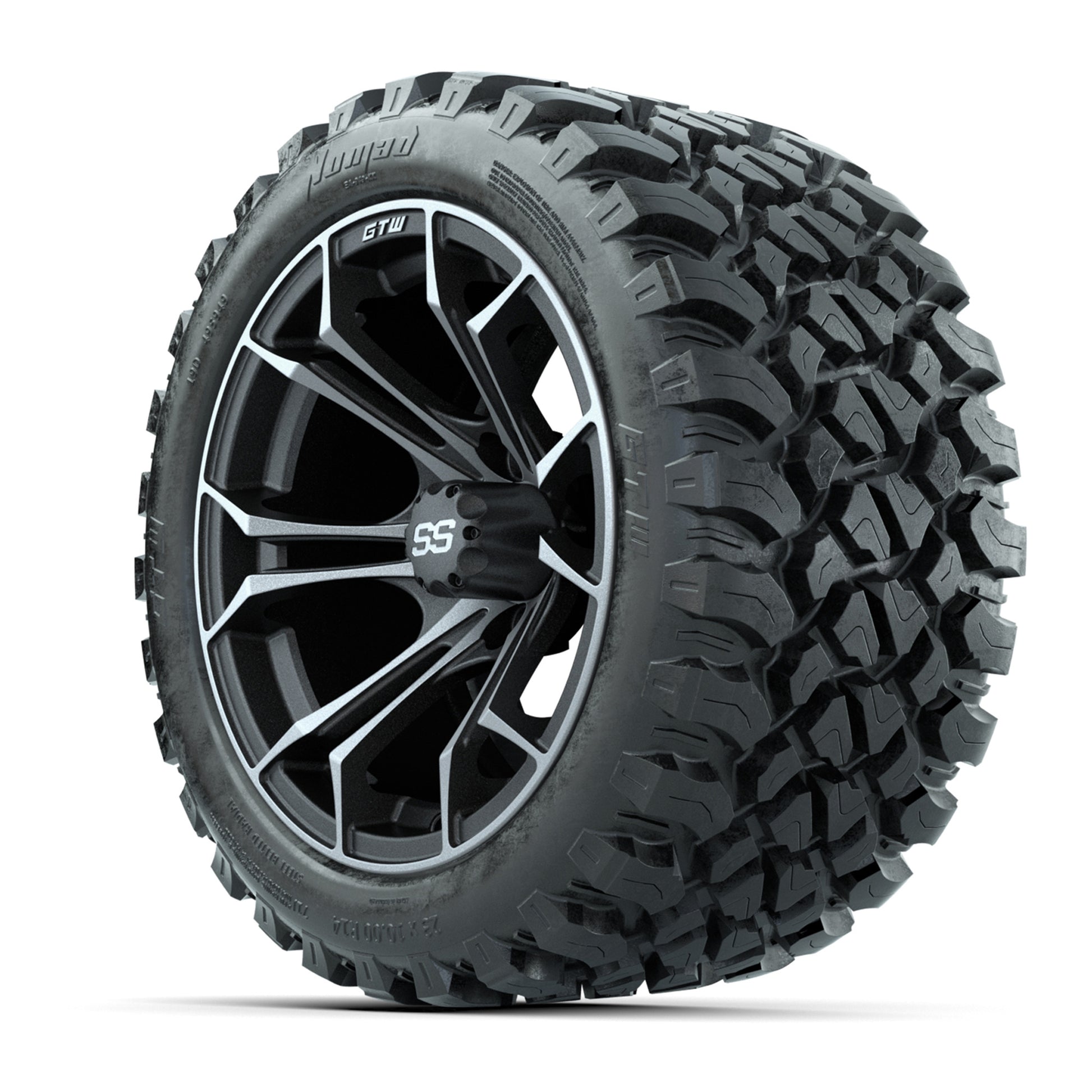 GTW Spyder Matte Grey 14 in Wheels with 23x10-14 GTW Nomad A - 3/4 view
