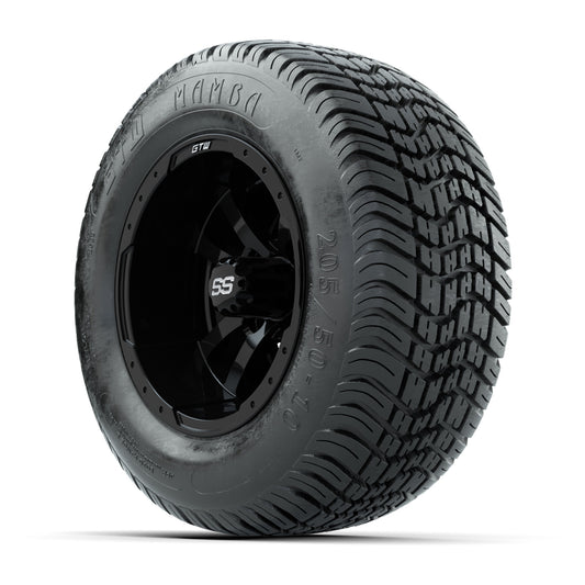 Set of (4) 10 in GTW Storm Trooper Wheels with 205/50-10 Mamba Street Tires